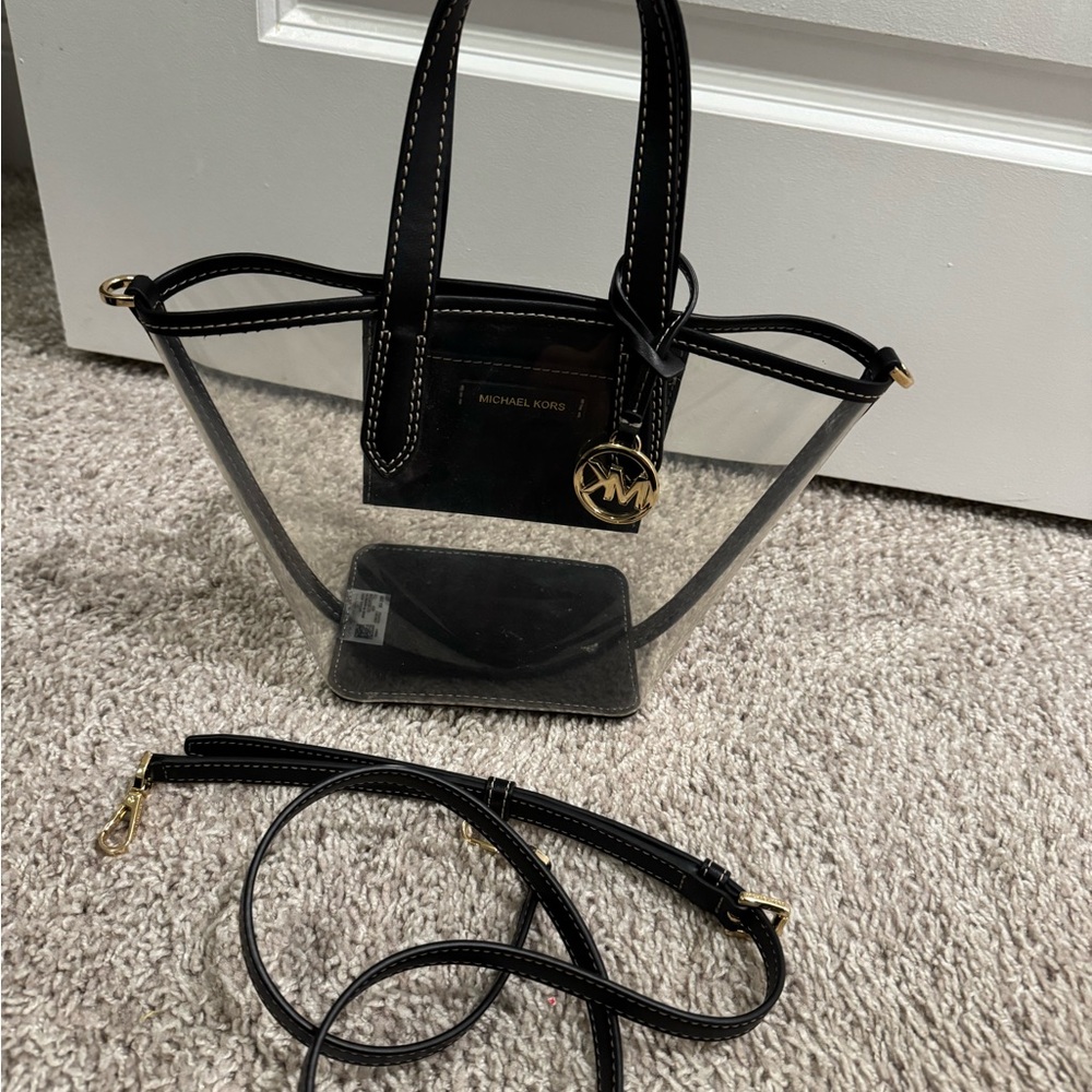 Michael Kors Black and Clear Tote Bag